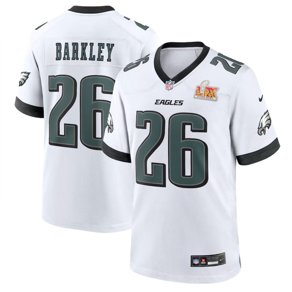 NFL Nike Mens Saquon Barkley White Philadelphia Eagles Super Bowl LIX Jersey XL